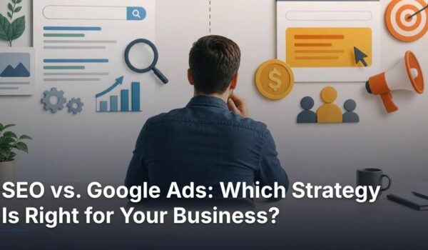 Editorial illustration for SEO vs. Google Ads: Which Strategy Is Right for Your Business?